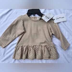 Miles The Label Beige + Brown Stripe Dress- Size 6 Months